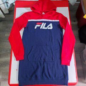 Fila extra long hoodie blue and red with graphic women's youth size XXL (18-20)